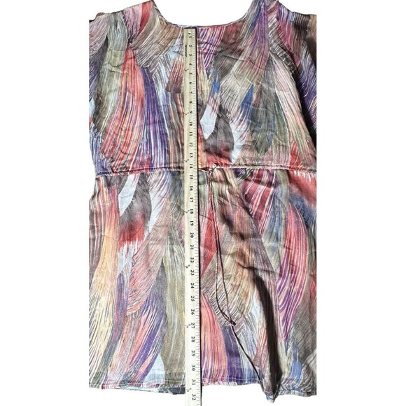 Gemma 100% Silk Dress Oversized XS Drawstring Waist Colorful Short Slv #Q9-6 - Picture 5 of 13